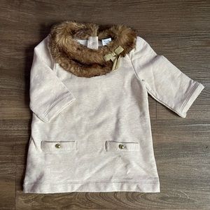 Preloved Janie & Jack Faux Fur Collar Top size 18-24months.